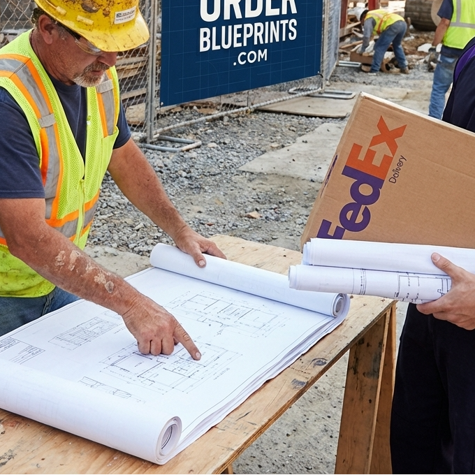 Blueprints delivered and printed to a job site.